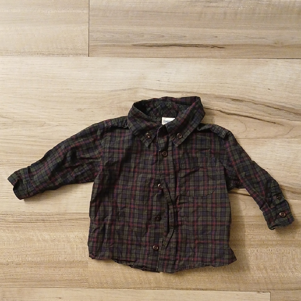 Gymboree Boys' Plaid Button-Down Shirt Preppy Vintage Size 6-12 Months (I)